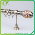 Z279 oval resin finials & durable plane curtain poles / Butterfly flower metal curtain rods set wholesale